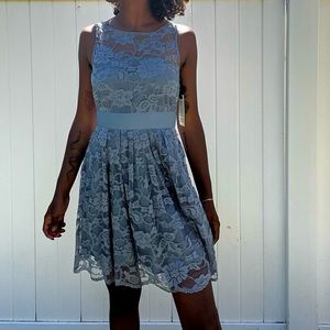 Baby Blue Lace Floral Dress
